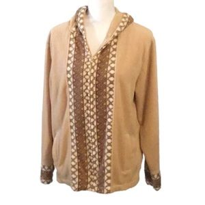 Nick & Sarah tan fleece jacket with hood